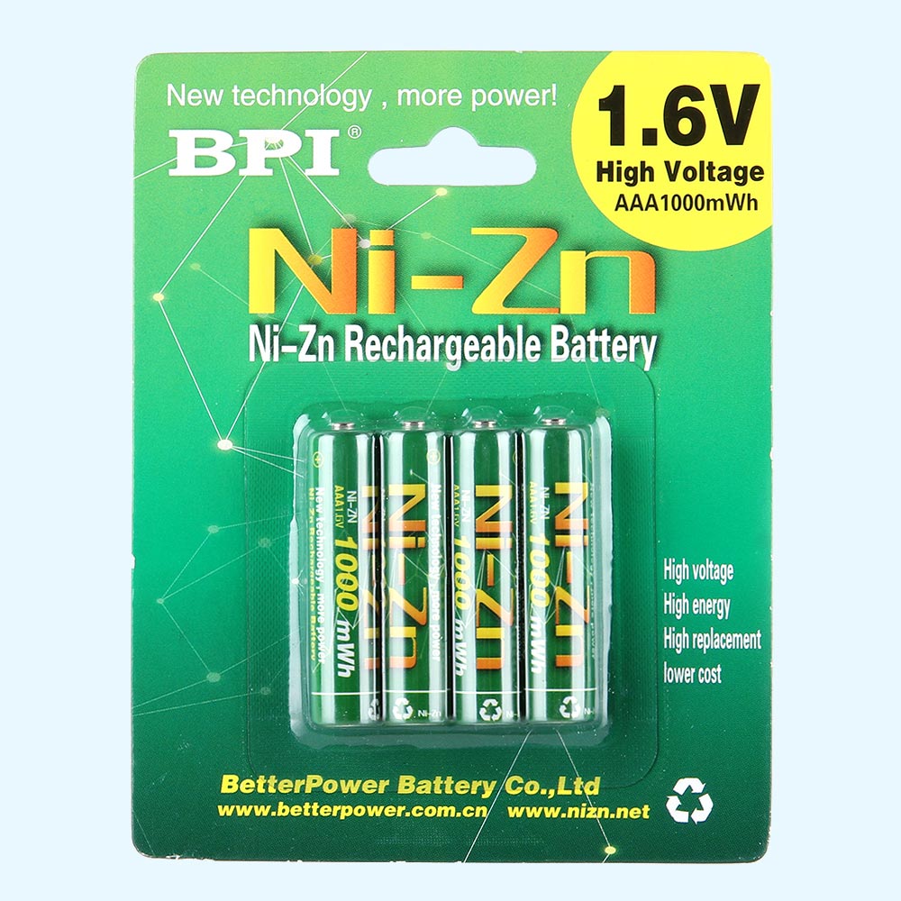 BPI跨境电商用1.6V1000mWh毫瓦时镍锌可充电电池7号强电压强动力电池,应用于剃须刀,鼻毛剪