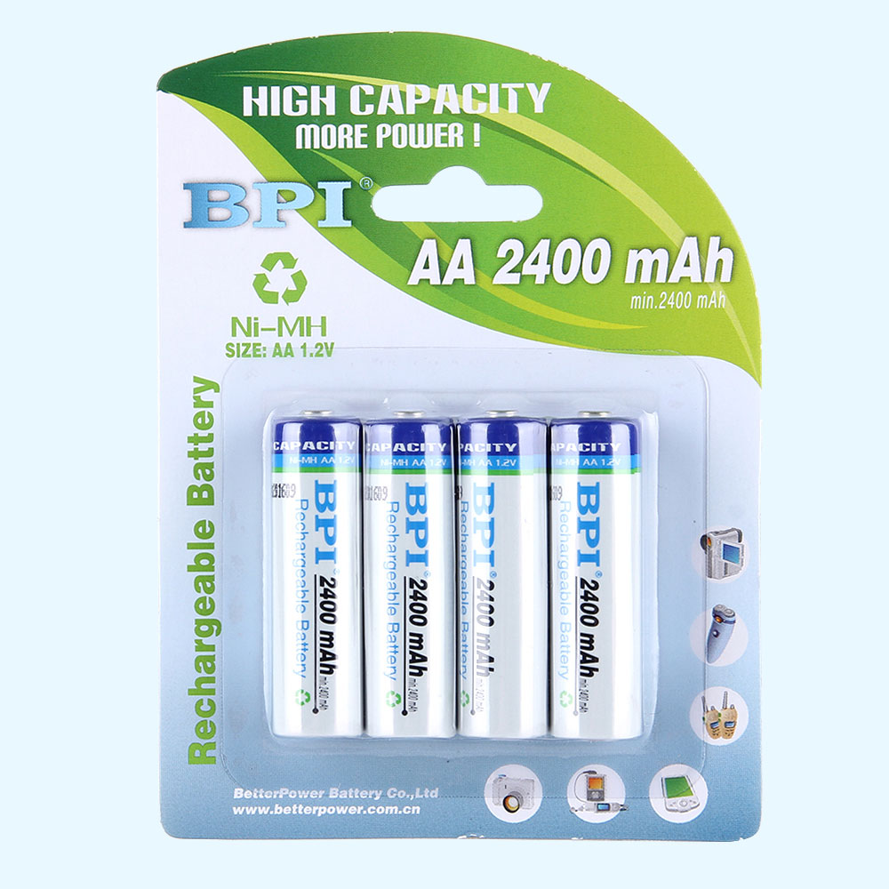 BPI跨境电商用AA5号2400mAh毫安民用高容量镍氢电池AA5号2400mAh毫安,应用于KTV话筒,玩具及电子时钟电子词典
