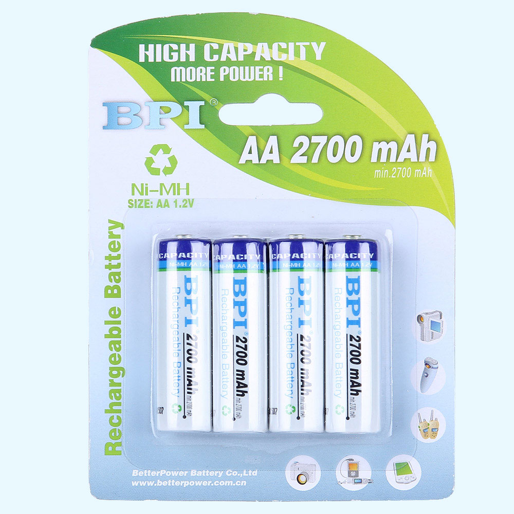 BPI跨境电商用AA5号2700mAh毫安民用高容量镍氢电池,应用于KTV话筒,电动剃须刀及游戏机手柄电池